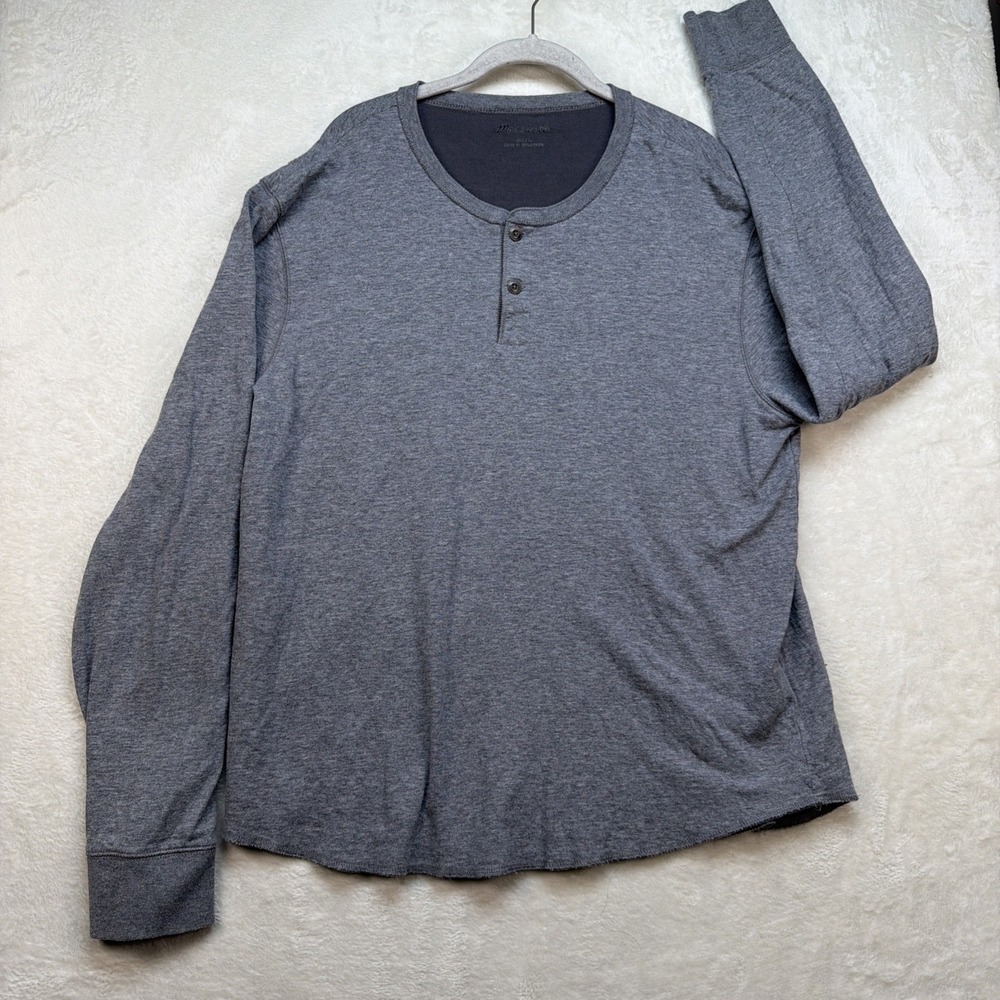 Madewell Mens Henley Shirt Gray Long Sleeve Casual‎ Basic Lightweight Size L